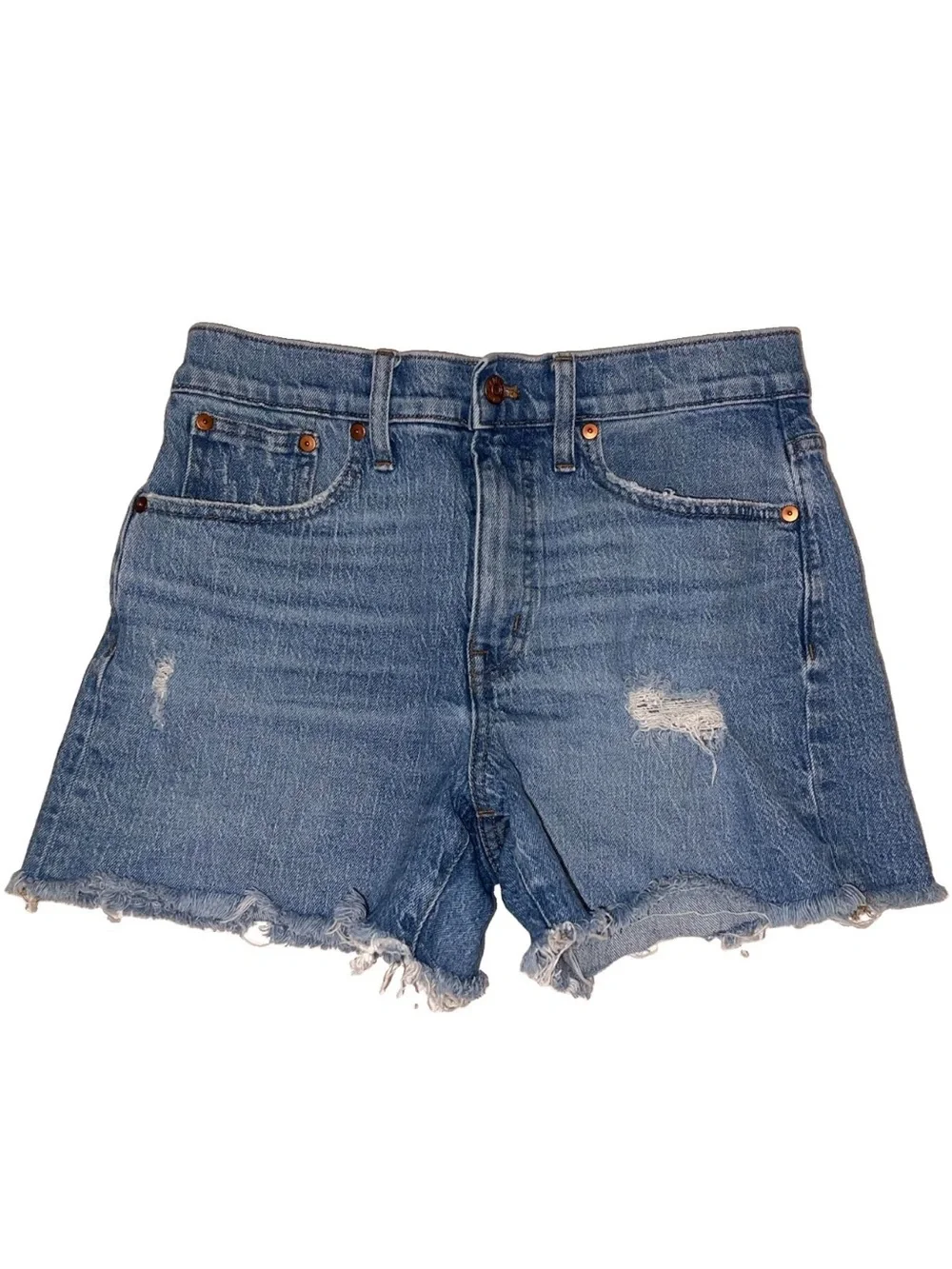 Madewell High Rise Distressed Raw Hem Jean Shorts Sz 27